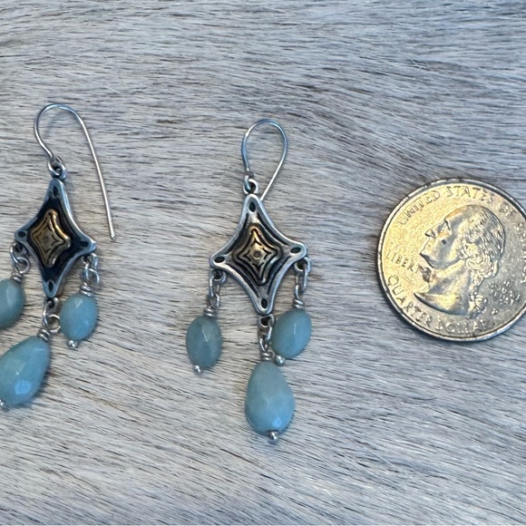 James Avery Retired Tessares Amazonite Silver & Bronze Earrings & Necklace SET - Picture 2 of 5